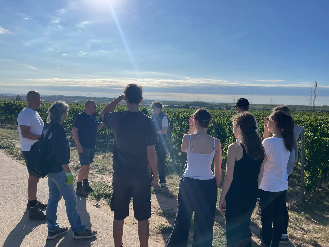Die Gruppe bei der Einweisung am Weinberg